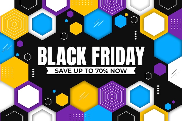 Flat polygonal black friday background