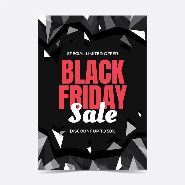 Flat polygonal black friday vertical poster template