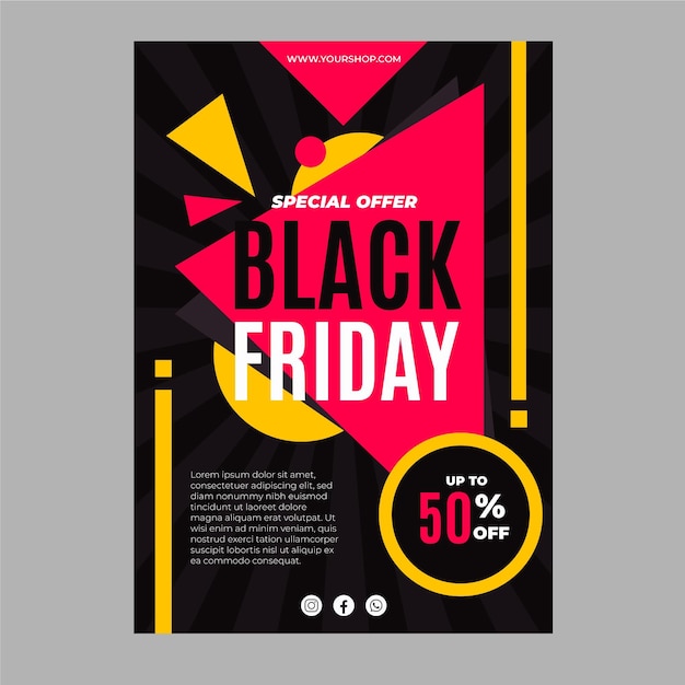 Free vector flat polygonal black friday vertical poster template