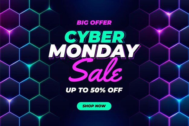 Flat polygonal cyber monday background