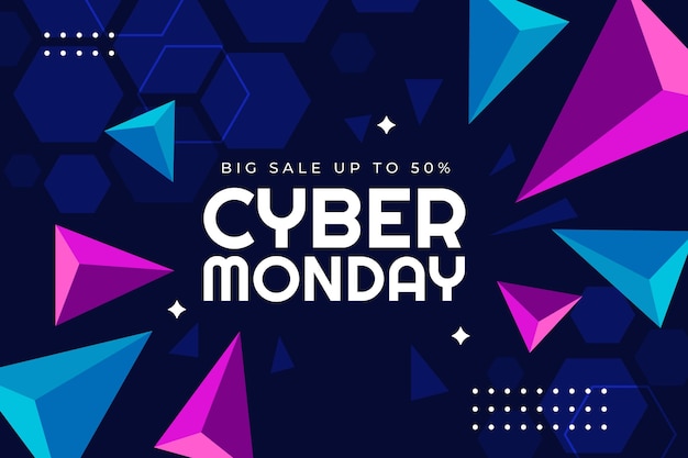 Free vector flat polygonal cyber monday background