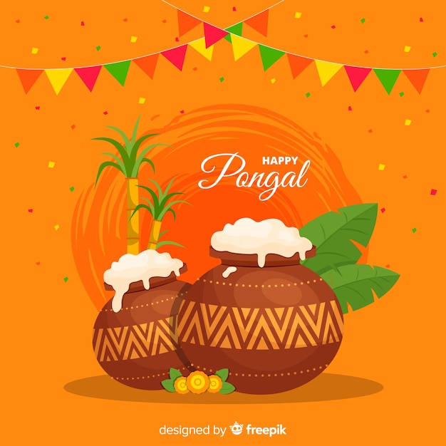 Free vector flat pongal background