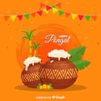 Free vector flat pongal background