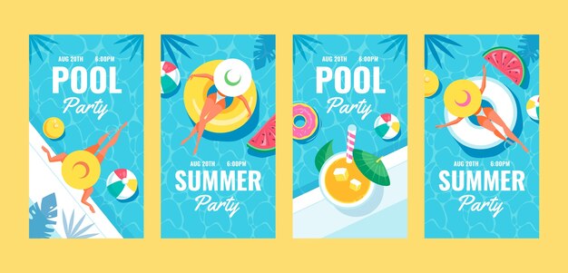 Flat pool party instagram stories collection