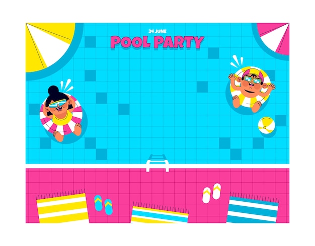 Flat pool party photocall template