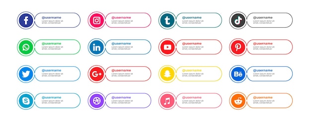 Flat popular social website icons with banners set free icons