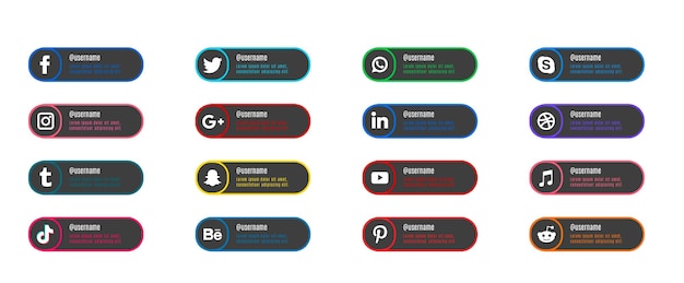 Free vector flat popular social website icons with banners set free icons