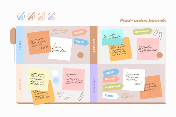 Free Vector flat post-its boards infographics