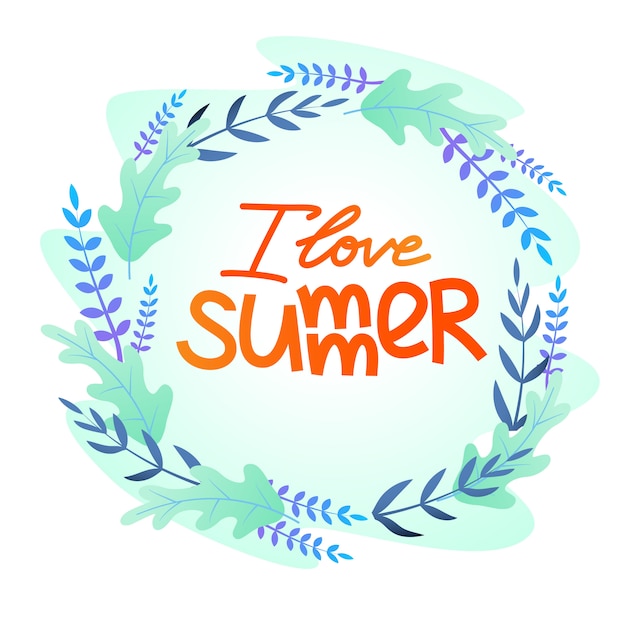 Free vector flat postcard with an inscription i love summer