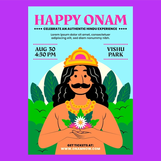 Free vector flat poster template for onam celebration