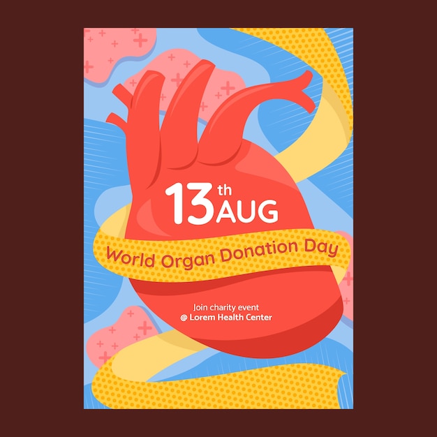 Free vector flat poster template for world organ donation day