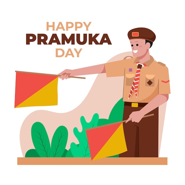 Free vector flat pramuka day illustration