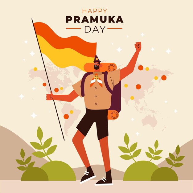 플랫 pramuka 하루 그림