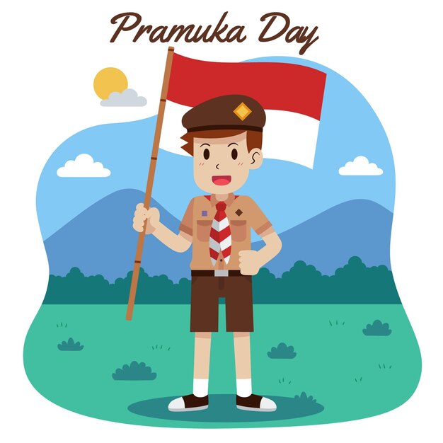 Flat pramuka day illustration