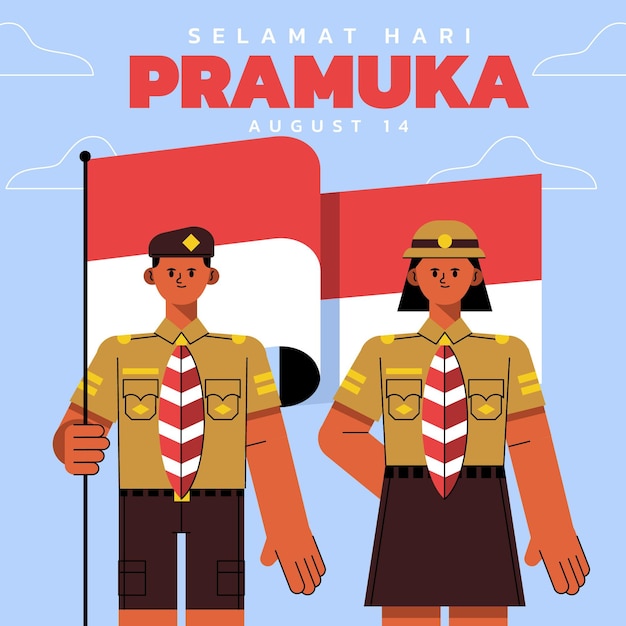 Free vector flat pramuka day illustration