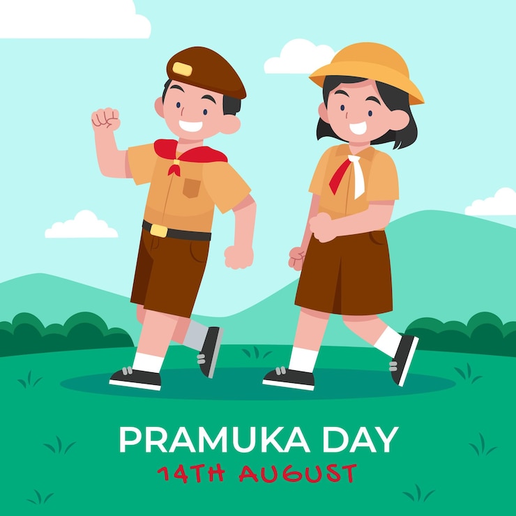 Free Vector flat pramuka day illustration