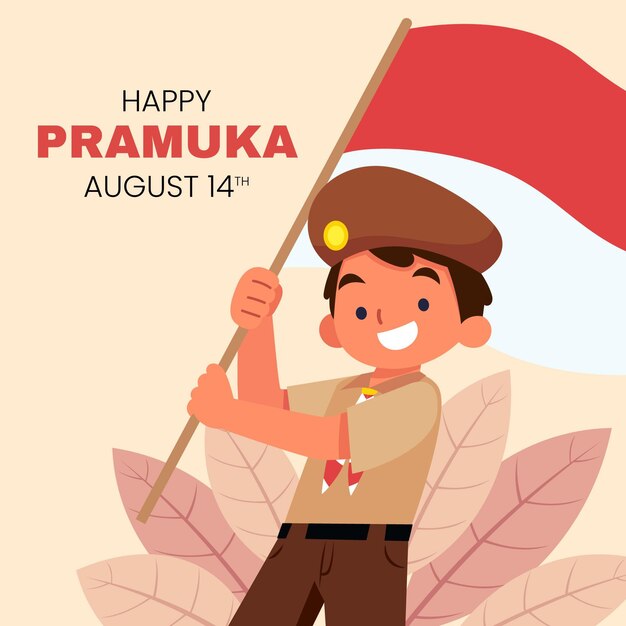 플랫 pramuka 하루 그림