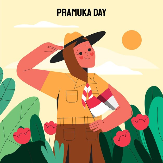 Flat pramuka day illustration