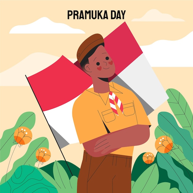 Free vector flat pramuka day illustration