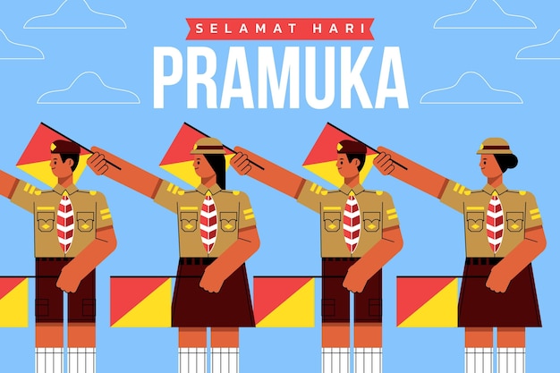 Flat pramuka day illustration