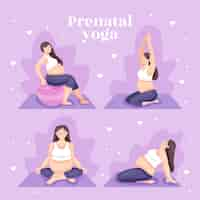 Free vector flat pregnancy yoga collection