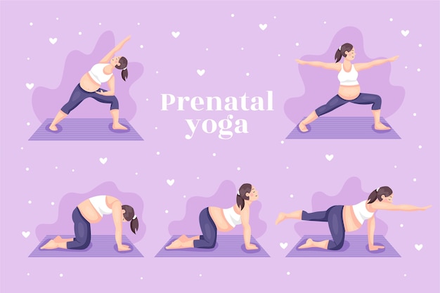 Free vector flat pregnancy yoga collection