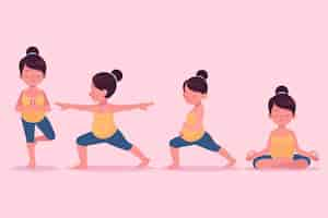 Free vector flat pregnancy yoga collection