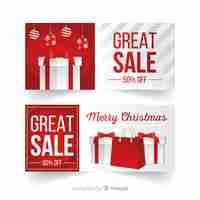 Free vector flat present christmas sale banner