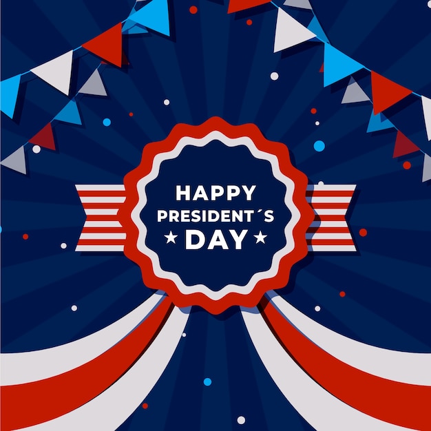 無料ベクター フラット大統領の日のアメリカの色とリボン