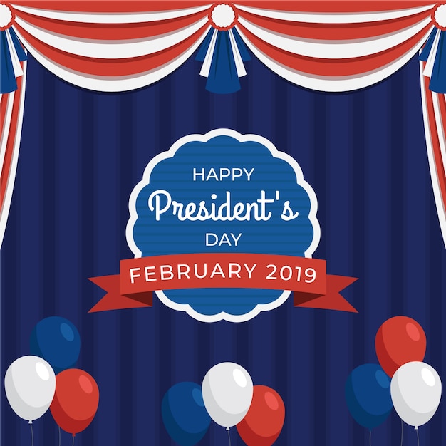 Плоский президентский день с шторами и воздушными шарами