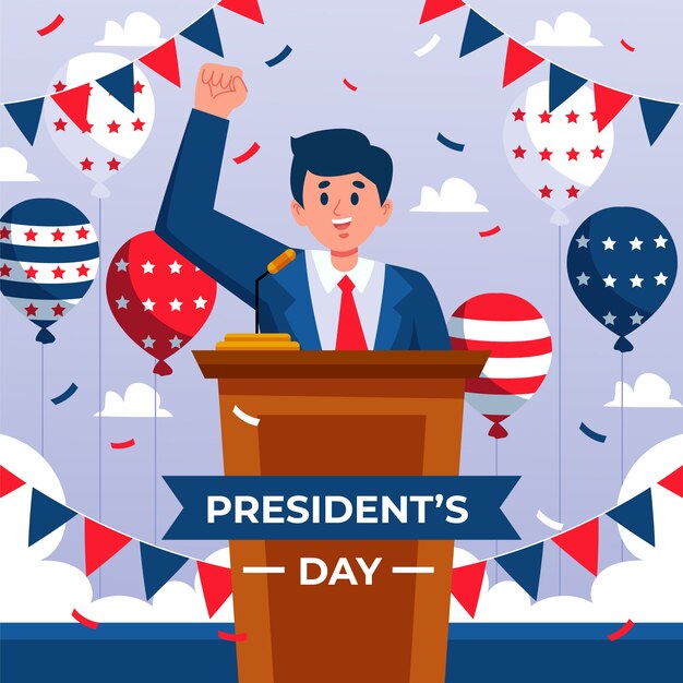 Flat presidents day background