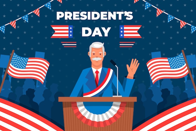 Flat presidents day background