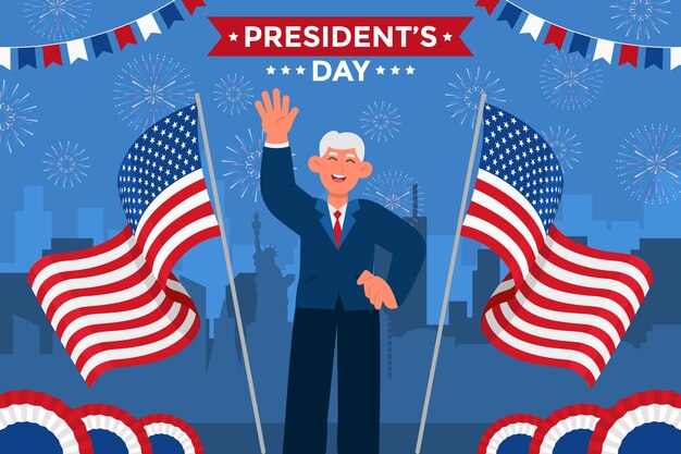 Flat presidents day background