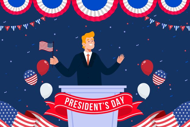 Flat presidents day background