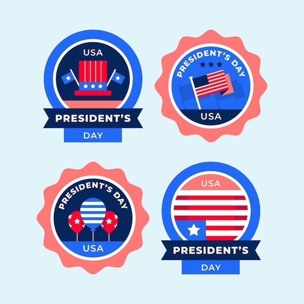 Collezione di distintivi per il giorno dei presidenti piatti