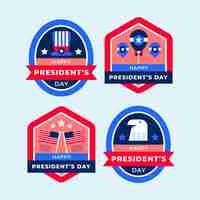 Free vector flat presidents day badges collection