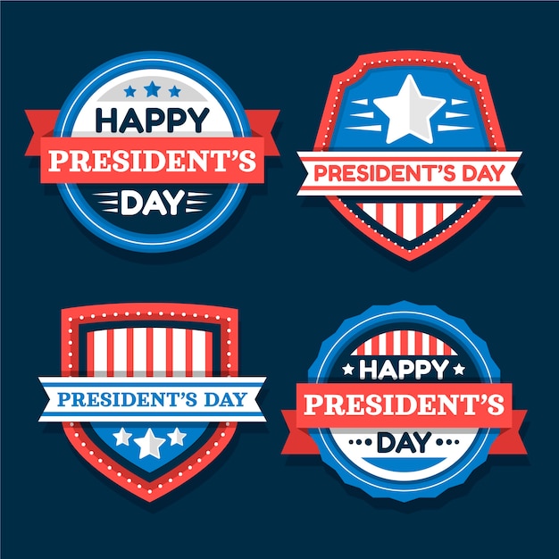 Free vector flat presidents day badges collection