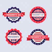 Free vector flat presidents day badges collection