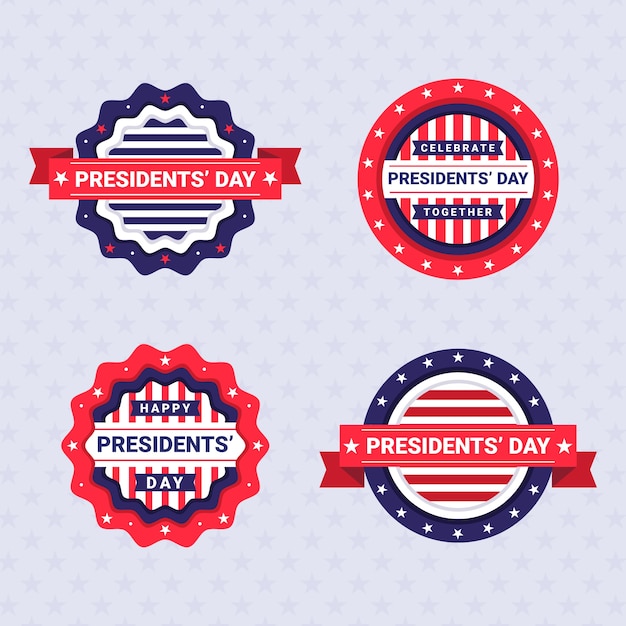 Flat presidents day badges collection