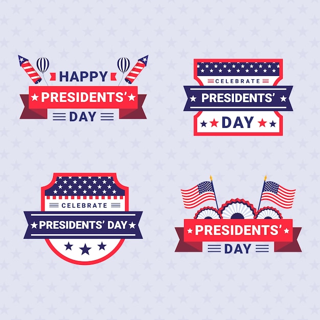 Free vector flat presidents day badges collection