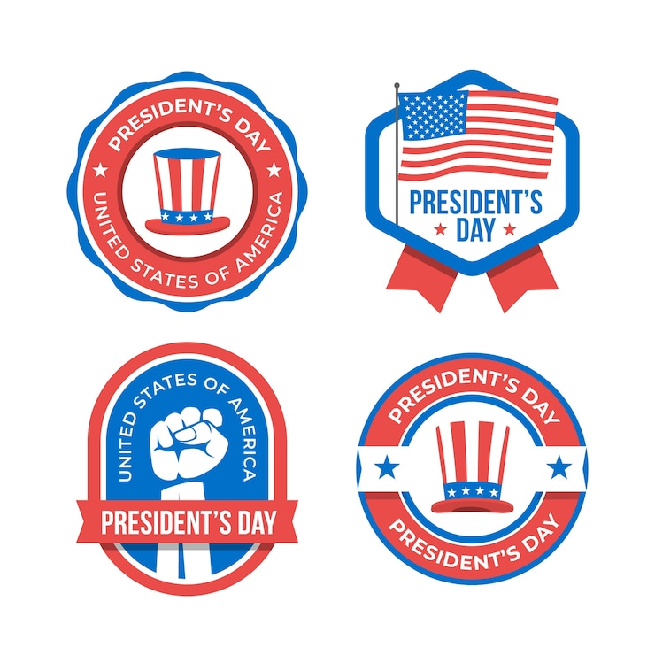 Free Vector flat presidents day badges collection