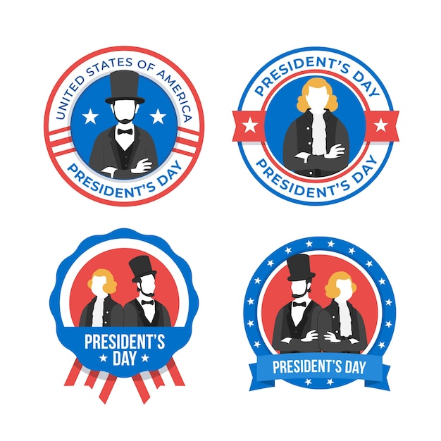 Free vector flat presidents day badges collection