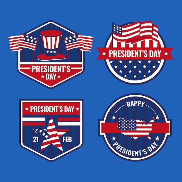 Free vector flat presidents day badges collection