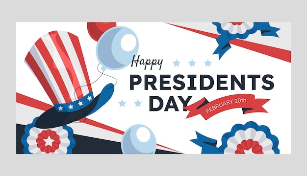 Free vector flat presidents day horizontal banner template