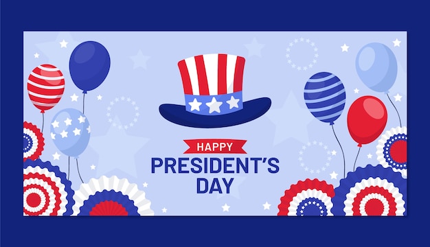 Free vector flat presidents day horizontal banner template