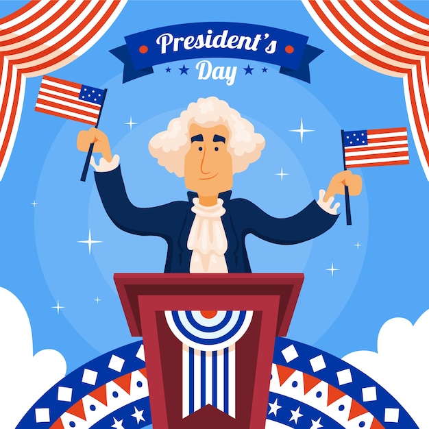 Free vector flat presidents day illustration