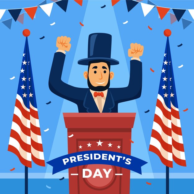 Flat presidents day illustration