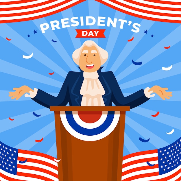 Free vector flat presidents day illustration