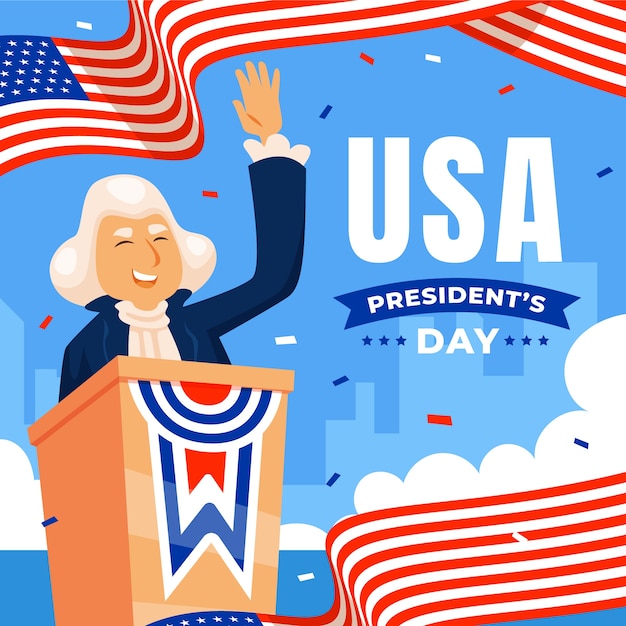 Free vector flat presidents day illustration