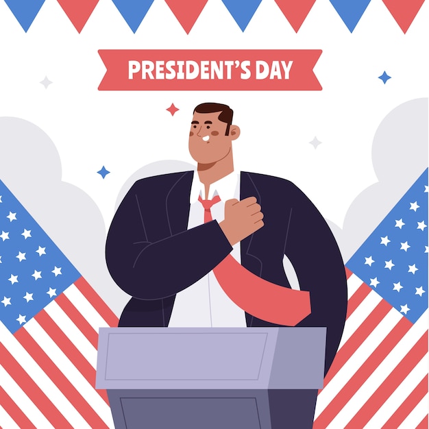 Flat presidents day illustration